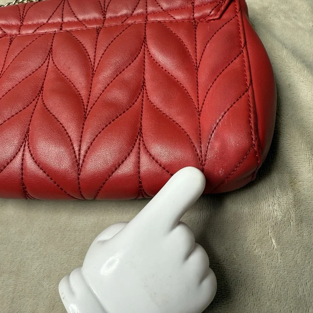 Kate Spade New York Quilted Crossbody Bag‎ Red With Gold Chain Strap